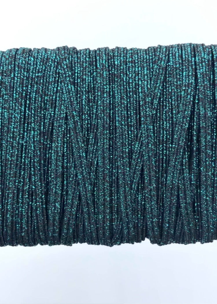 1/8 inch Elastic Metallic Forest Green Elastic