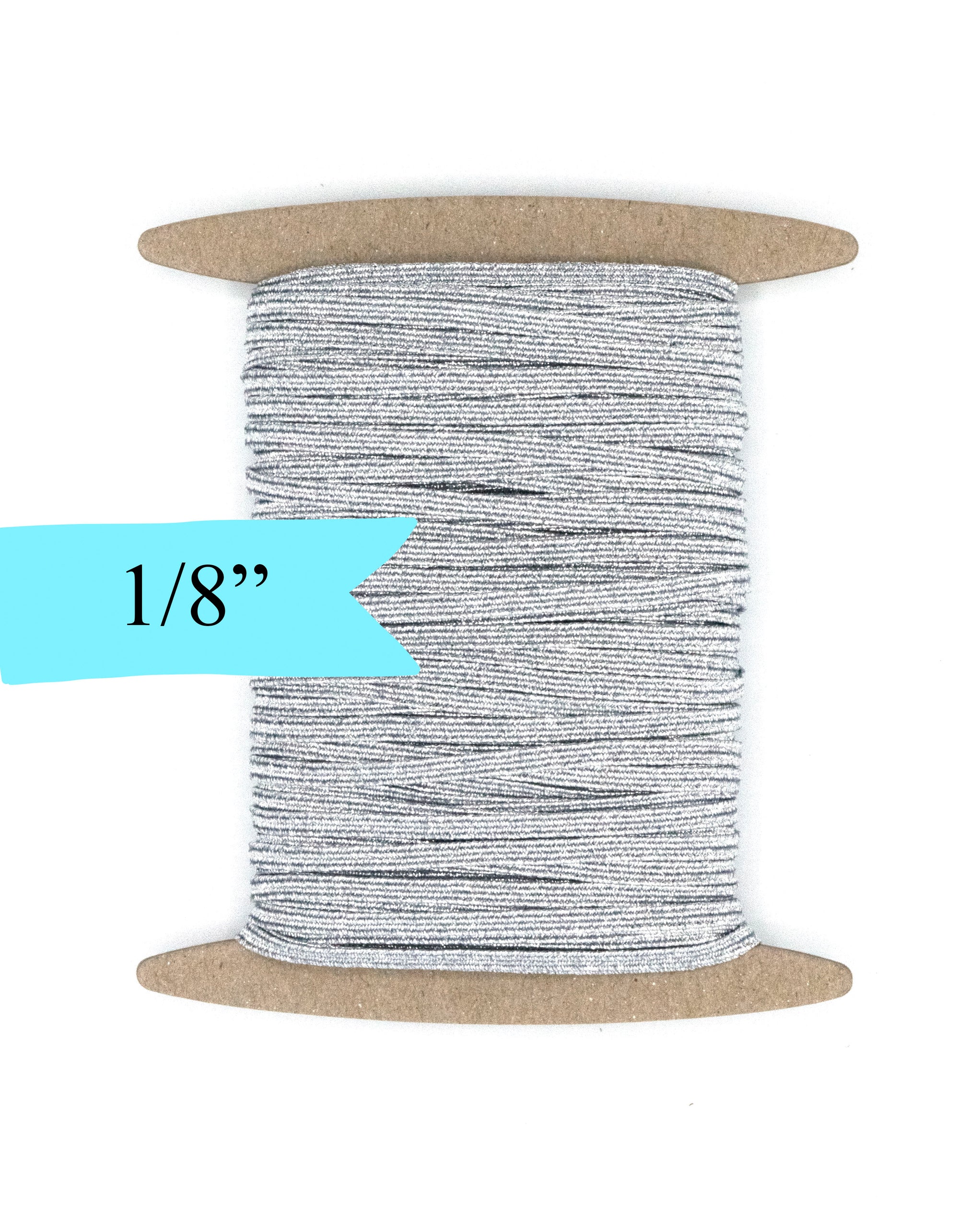 1/8 inch Elastic Metallic Silver Elastic