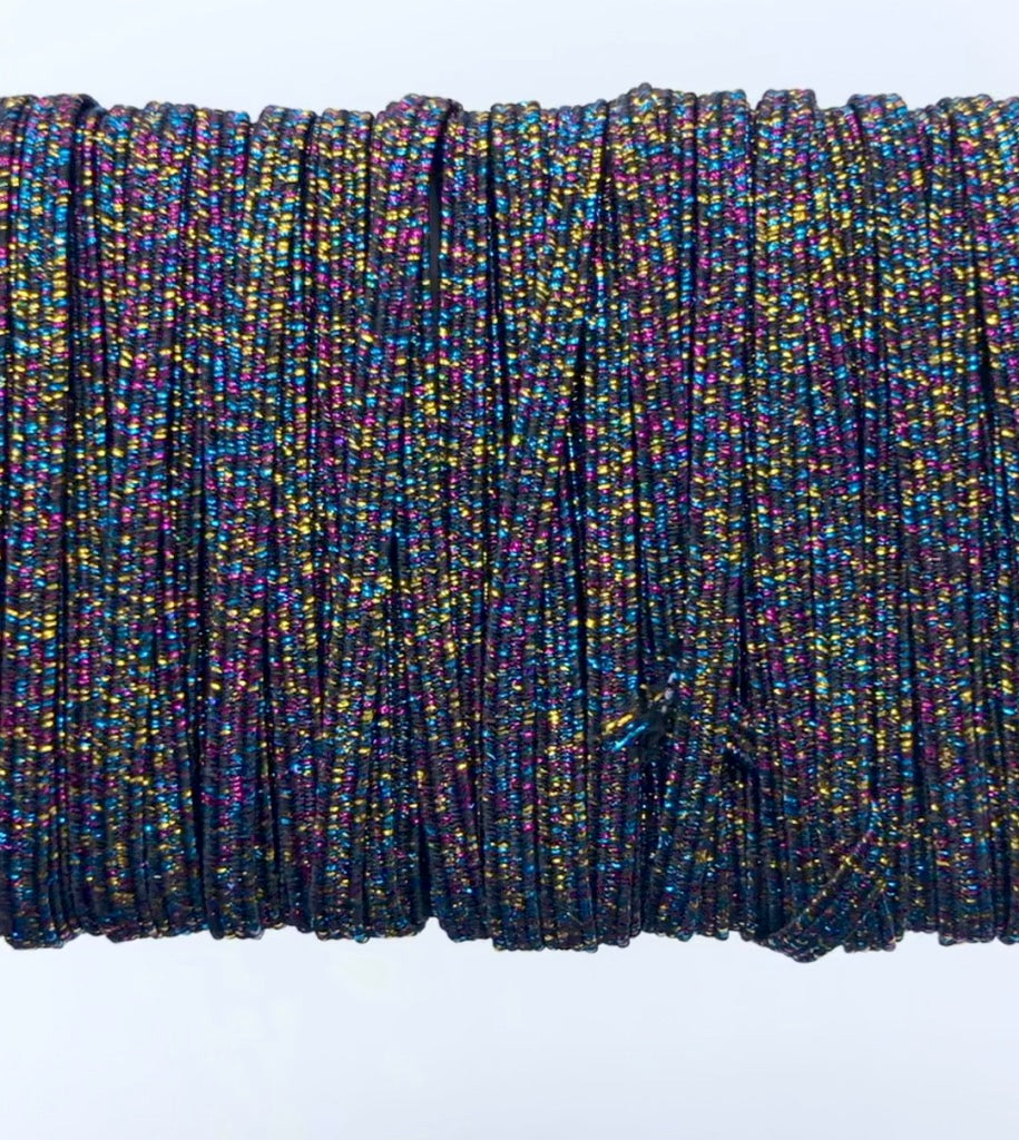 1/8 inch Elastic Metallic Dark Confetti Elastic