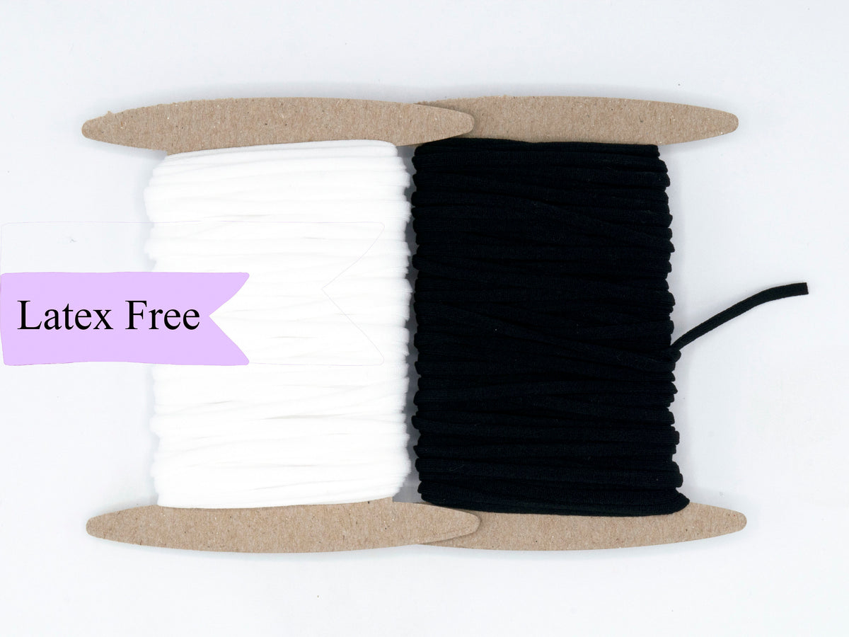 Latex Free Elastic Black or White 3mm