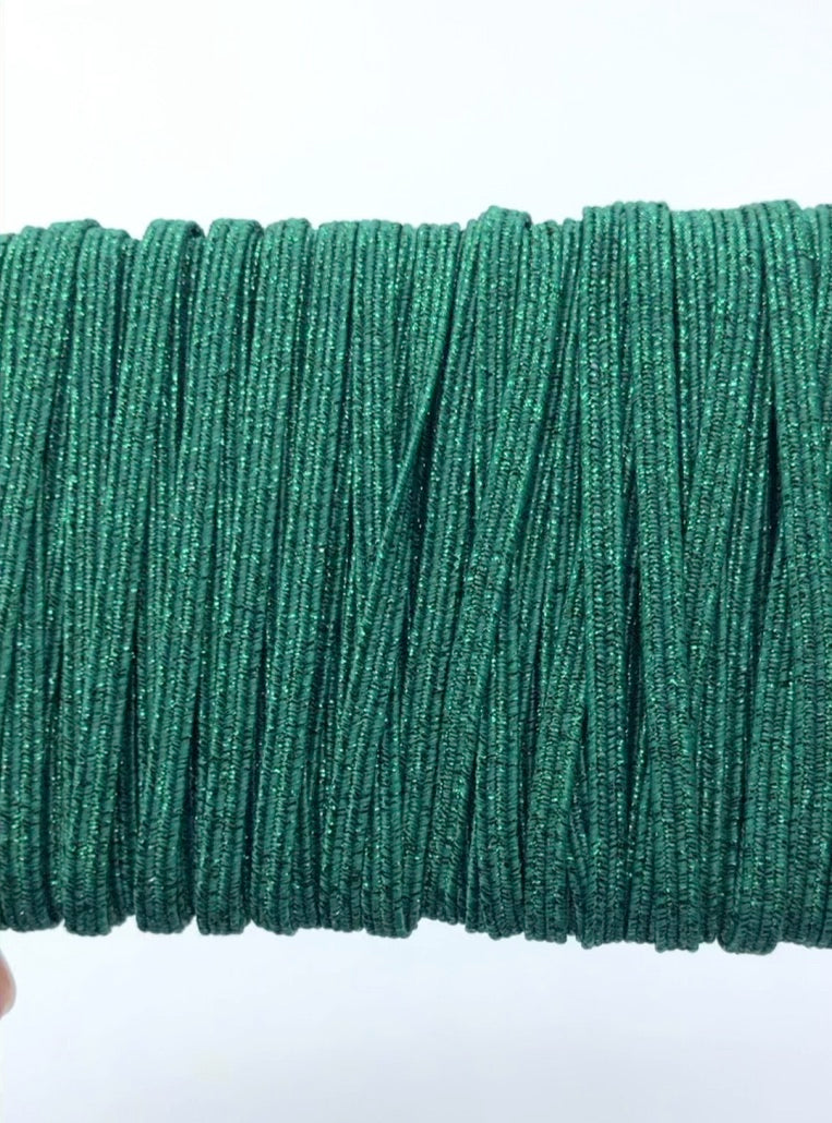 1/8 inch Elastic Metallic Emerald Elastic